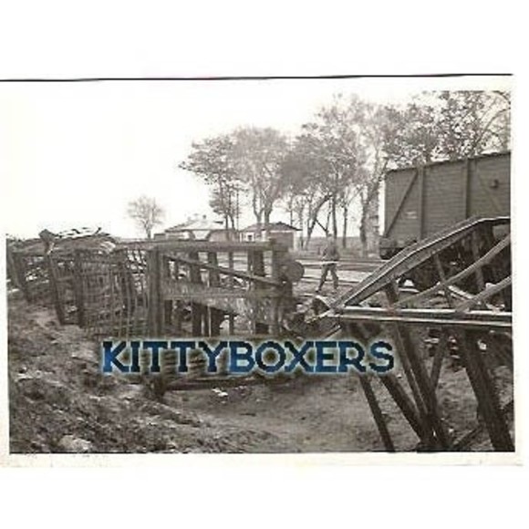 3 German Bridges Blown Up Train Railroad Disaster WWII Soldiers Actual Photos - Picture 1 of 3